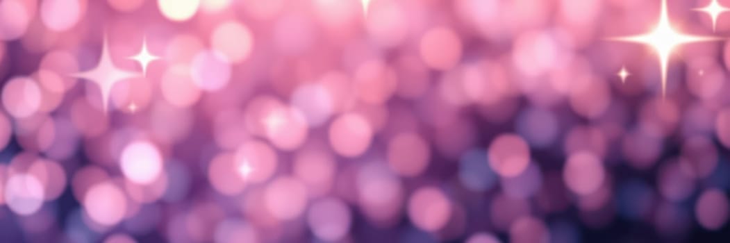 A colorful array of purple and pink bokeh lights twinkle softly, creating a dreamy and festive atmosphere perfect for parties and celebrations. The glow adds charm and warmth to any setting.