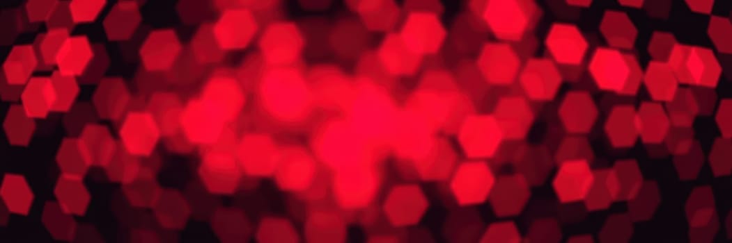 A dazzling array of red hexagonal lights fills the space, creating a festive and lively ambiance. The lights twinkle and shimmer, enhancing the evening's vibrant energy.