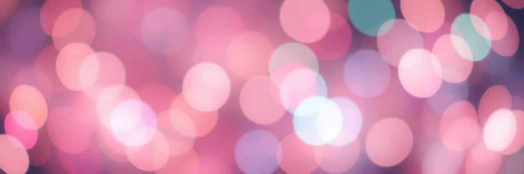 Soft bokeh lights in pink, purple, and blue hues illuminate the background, setting a lively and warm ambiance for a festive event in the evening.