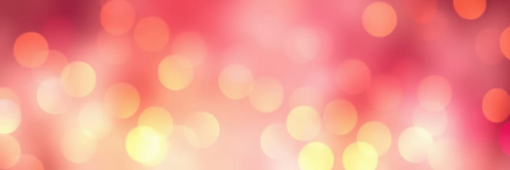 A colorful array of soft-focus bokeh lights in shades of pink and gold evokes a festive atmosphere, ideal for parties and joyful events. The blurred effect enhances the whimsical feel.