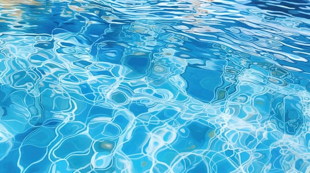 Ripples on the blue pool water. Shiny waves of clean pool water. Generated AI