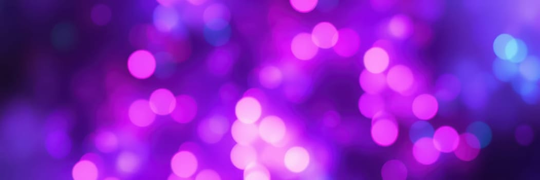 Soft, luminous bokeh lights in shades of purple and pink illuminate a festive setting, adding a magical touch to the evening celebrations and creating an enchanting ambiance.