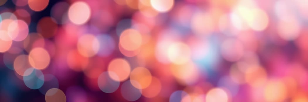 Soft, blurred lights in shades of pink, purple, and orange fill the atmosphere, highlighting the joyful mood of an evening celebration in a lively city.