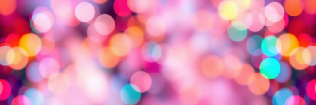 Brightly colored bokeh lights illuminate an urban environment at night, creating a joyful and lively atmosphere that evokes celebration and excitement.