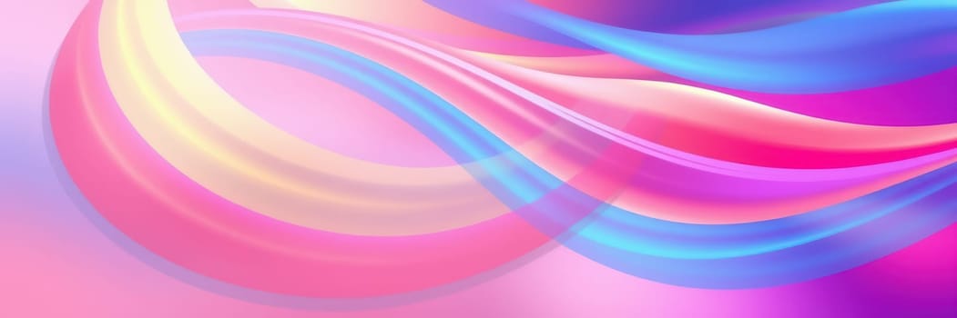 Fluid waves of color intertwine, showcasing a vibrant blend of pink, blue, and yellow. The interplay of light and shadow creates depth, inviting viewers to explore the harmony of shades.