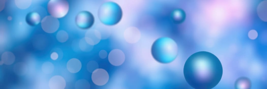 Softly glowing spheres float in a dreamy blue and purple background, creating a serene and mystical atmosphere. The design evokes feelings of tranquility and wonder.