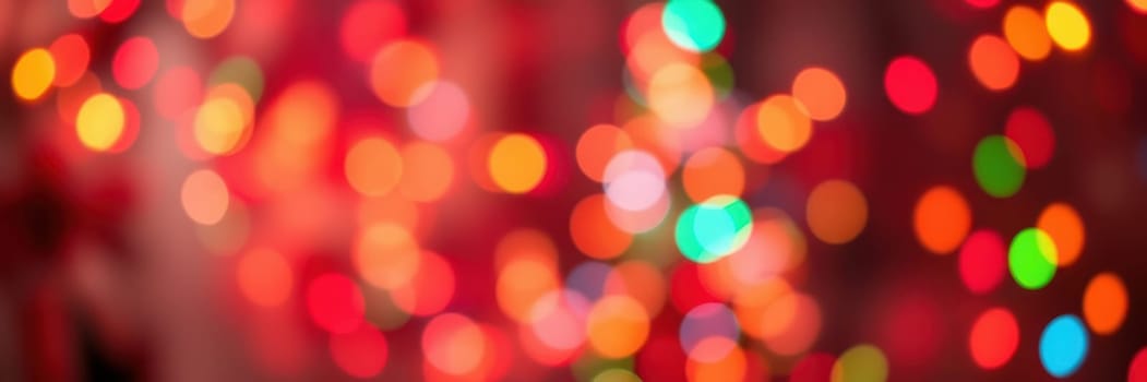 Bright, blurry lights in various colors fill the space, enhancing the festive mood of a celebration. The scene radiates warmth and joy typically associated with holiday gatherings.