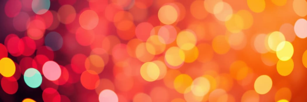 A dazzling display of bokeh lights in vibrant red, orange, and yellow shades enhances the festive atmosphere of the celebration taking place during the evening hours.