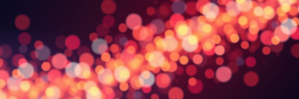 Softly glowing orbs of red, orange, and white fill the night sky, creating a joyful ambiance for a lively celebration in a bustling city center.