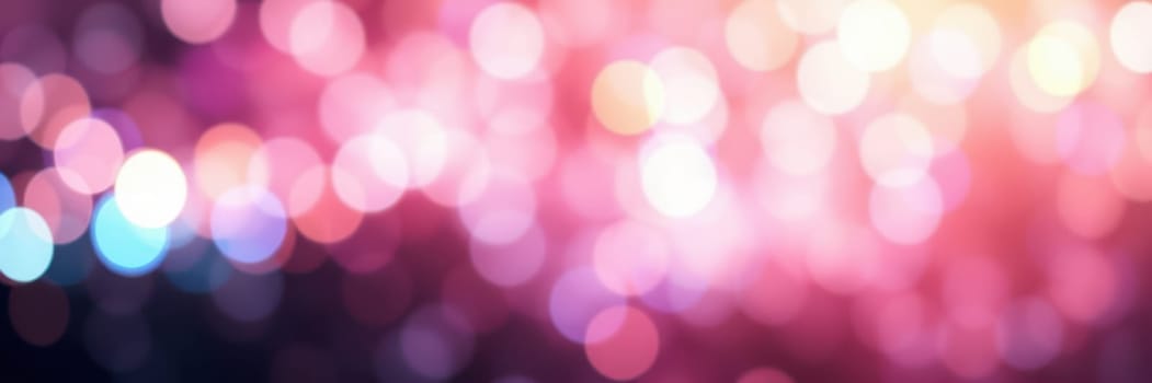 Soft bokeh lights in shades of pink, blue, and purple form a vibrant backdrop, creating depth and texture ideal for creative projects or festive occasions.