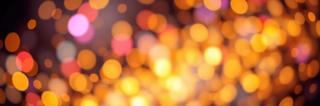 Soft, colorful bokeh lights blend together, forming a warm, abstract background that evokes a festive atmosphere during a night event or celebration.