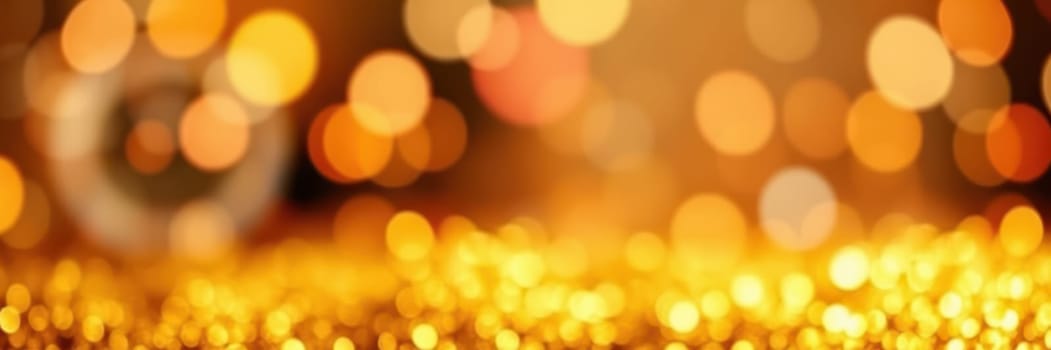 A vibrant and dazzling background filled with golden bokeh lights radiates warmth and joy, perfect for festive occasions, parties, and celebrations at night.