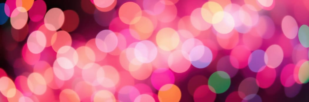 A blur of colorful bokeh lights fills the background, creating a lively and joyful ambiance for a nighttime celebration. Hues of pink, green, and yellow dance together seamlessly.