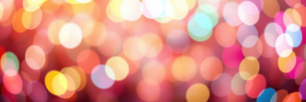 A captivating display of colorful bokeh lights fills the background, evoking a festive spirit. The blurred circles of light blend together in warm and cool tones.