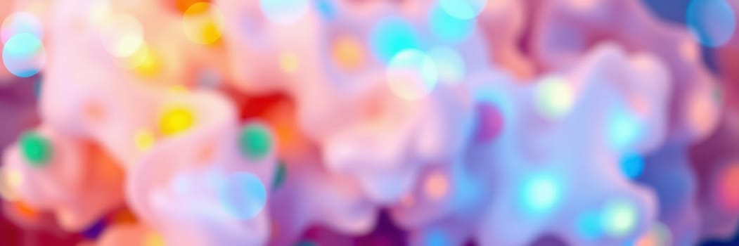 Softly blurred lights in vibrant colors illuminate an urban environment, enhancing the joyful ambiance of a nighttime celebration filled with energy and excitement.