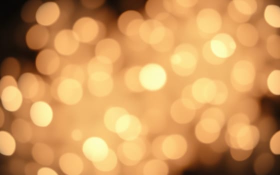Bright, circular bokeh lights shimmer in golden hues, enhancing the joyful spirit of an evening celebration, surrounded by a vibrant cityscape at night.
