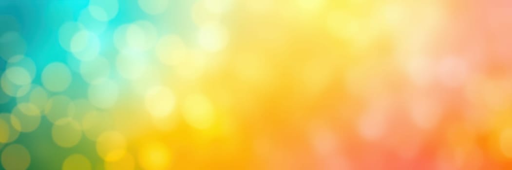 A vibrant abstract backdrop displays a blend of blue, yellow, and orange bokeh effects. The soft, glowing colors create a cheerful and uplifting atmosphere suitable for various themes.