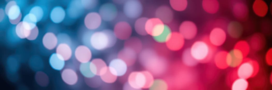 Bright and vibrant bokeh lights in shades of blue and red illuminate the area, enhancing a lively atmosphere during a celebration. These twinkling lights suggest joy and festivity.