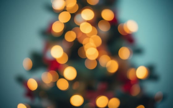 Soft, blurred lights from a Christmas tree create a warm and festive ambiance. The colorful orbs suggest a joyful holiday spirit, evoking memories of family gatherings and celebrations.