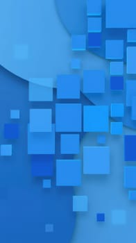 Multiple shades of blue form a dynamic arrangement of squares and rectangles on a smooth background, illustrating a contemporary artistic concept suitable for digital applications.