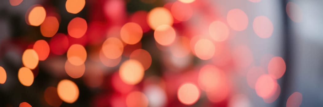 Softly blurred, colorful lights twinkle in a cozy indoor environment, enhancing the festive atmosphere during a holiday celebration in December.