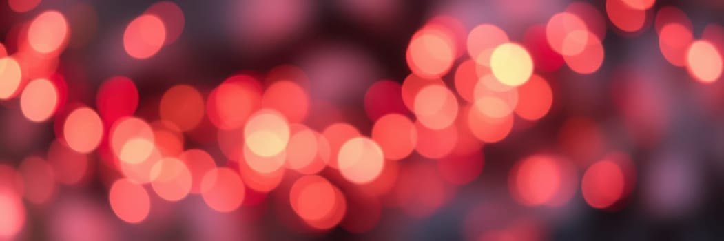 Colorful blurred bokeh lights in shades of red form a vibrant backdrop for an evening event, enhancing the lively ambiance of the outdoor setting filled with joy and celebration.