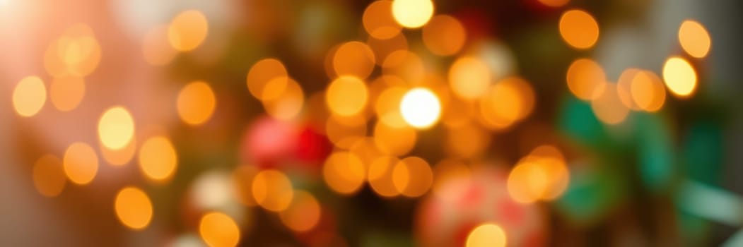 Colorful ornaments and twinkling lights create a cozy, festive ambiance in a living room, highlighting the warmth and joy of the holiday season.