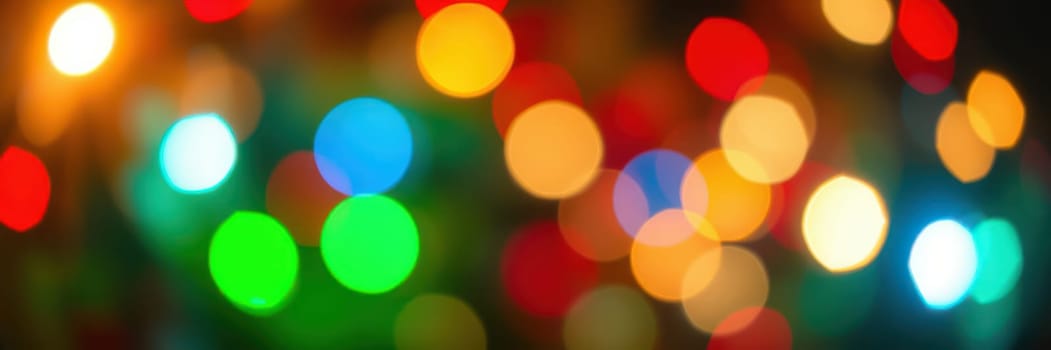 A vibrant display of colorful lights fills the night sky, enhancing the festive atmosphere during a lively outdoor event in the city. The scene captures joy and celebration.