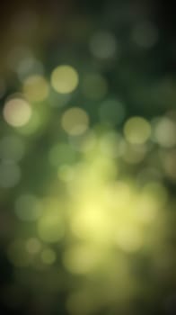 Beautiful bokeh effect showcases soft circles of light against a blurred green background. Sunlight filters through foliage, creating a serene atmosphere in nature.