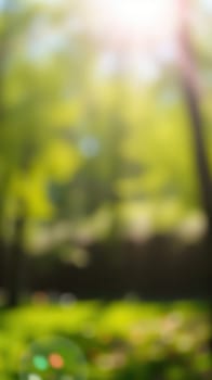 Sunlight gently streams through vibrant green foliage, creating a serene atmosphere in a park. The tranquil setting invites relaxation and reflection under the canopy of nature.