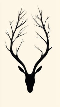 An Abstract reindeer antlers with branched shapes on light background evoke wintery feel