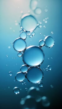 Small bubbles ascend in clear blue water, creating a tranquil atmosphere as light filters through the surface - phone wallpaper - Generative AI