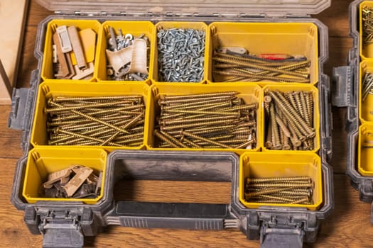 Various carpentry tools, consumables and fixtures.