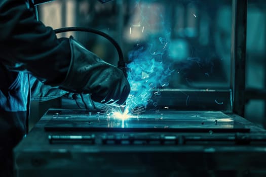 Laser welding machine in action, producing clean, precise welds on a delicate metal component, exemplifying advancements in welding technology for industrial applications and manufacturing efficiency.