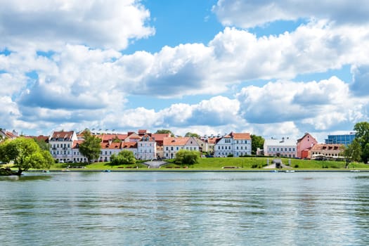 Minsk, Belarus - August 14, 2024. View of the historic Trinity Suburb district.