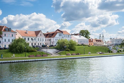 Minsk, Belarus - August 14, 2024. View of the historic Trinity Suburb district.