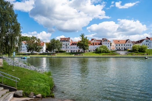 Minsk, Belarus - August 14, 2024. View of the historic Trinity Suburb district.