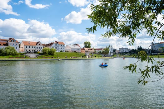 Minsk, Belarus - August 14, 2024. View of the historic Trinity Suburb district.