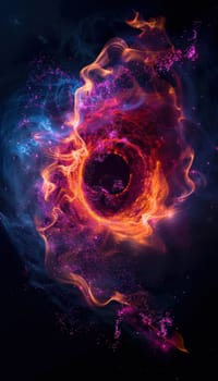 High-resolution x-ray visualization of a black hole, the dynamic swirl of the accretion disk and intense high-energy emissions, set against the backdrop of deep space. ideal for educational and scientific materials.