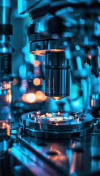 A detailed view of an x-ray diffraction experiment in a crystallography lab, showcasing the precise setup as it analyzes a crystal sample. expert equipment and advanced techniques highlight the pursuit of scientific discovery and material analysis.