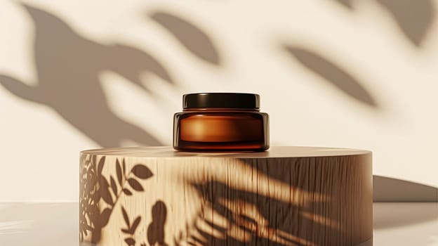 Cosmetic cream in a glass jar. Skin care concept. Background for beauty products