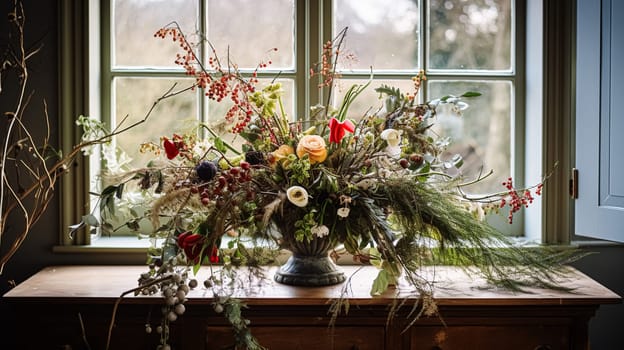 Beautiful bouquet of flowers in a vase. Floral arrangement