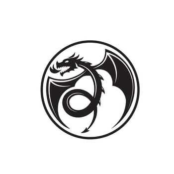 dragon head circle isolated on white background logo vector