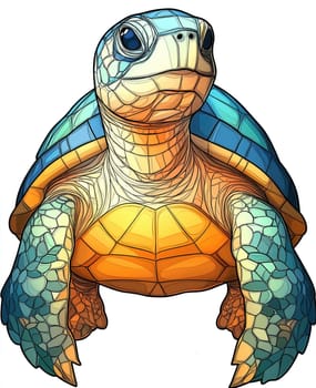 Colorful turtle on white background. Selective focus.