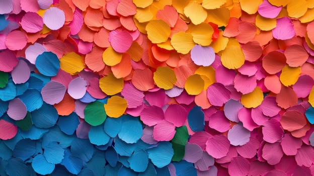 A Colorful paper petals create vibrant and festive background, perfect for celebrations