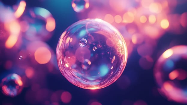 Intricate molecular structures glow inside a transparent glass droplet, creating a striking and futuristic scientific visual.