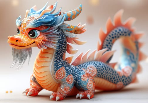 Cartoon Asian dragon symbol of the new year. Selective focus.