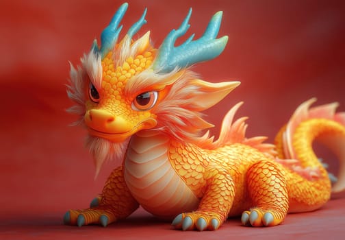Cartoon Asian dragon symbol of the new year. Selective focus.