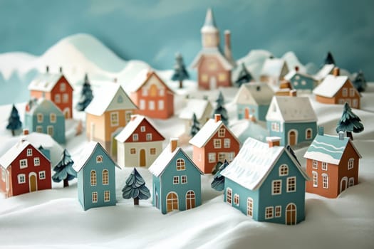 A paper houses village advent calendar for a Christmas