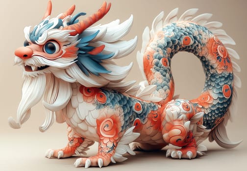 Cartoon Asian dragon symbol of the new year. Selective focus.